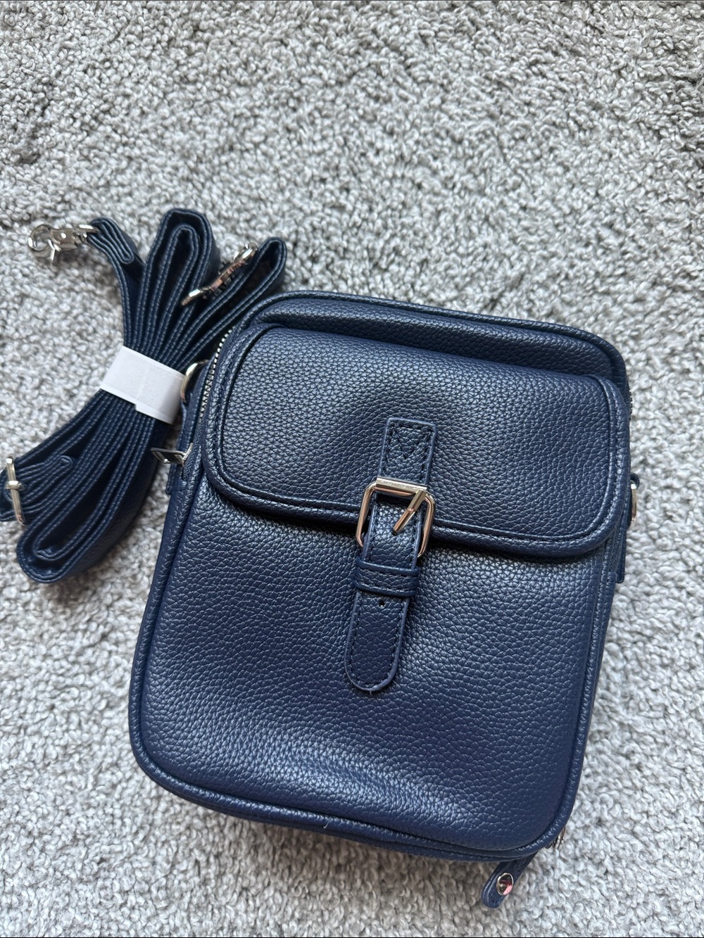 Deep blue crossbody bag faux leather